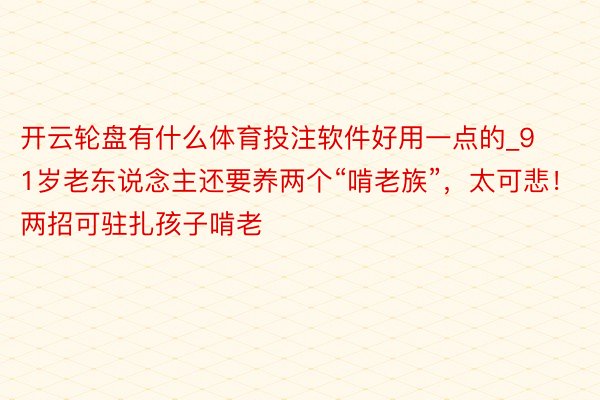 开云轮盘有什么体育投注软件好用一点的_91岁老东说念主还要养两个“啃老族”，太可悲！两招可驻扎孩子啃老