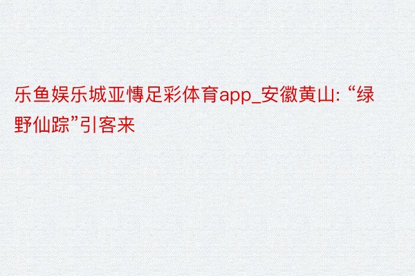 乐鱼娱乐城亚慱足彩体育app_安徽黄山: “绿野仙踪”引客来