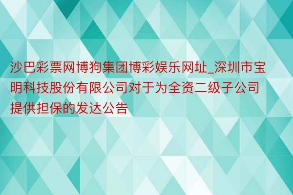 沙巴彩票网博狗集团博彩娱乐网址_深圳市宝明科技股份有限公司对于为全资二级子公司提供担保的发达公告