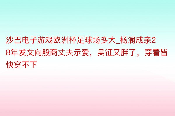 沙巴电子游戏欧洲杯足球场多大_杨澜成亲28年发文向殷商丈夫示爱，吴征又胖了，穿着皆快穿不下