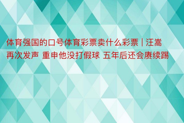 体育强国的口号体育彩票卖什么彩票 | 汪嵩再次发声 重申他没打假球 五年后还会赓续踢