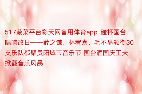 517菠菜平台彩天网备用体育app_碰杯国台 唱响改日——薛之谦、林宥嘉、毛不易领衔30支乐队都聚贵阳城市音乐节 国台酒国庆工夫掀翻音乐风暴